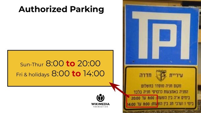 Authorized Parking
Sun-Thur 8:00 to 20:00
Fri & holidays 8:00 to 14:00
