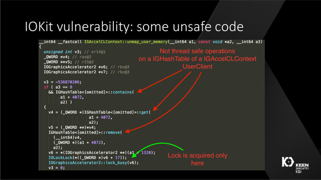 IOKit vulnerability: some unsafe code
