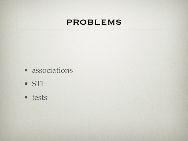 problems
• associations
• STI
• tests
