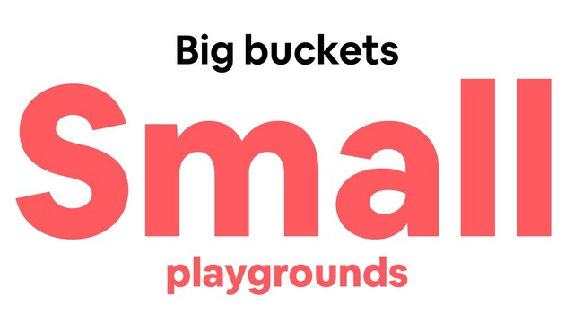 Big buckets
Small
playgrounds
