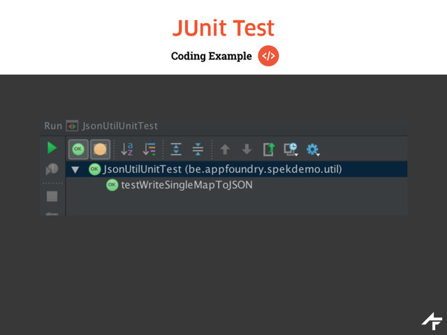 Coding Example
JUnit Test
