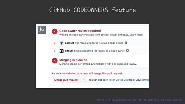 GitHub CODEOWNERS feature
https://blog.github.com/2017-07-06-introducing-code-owners/
