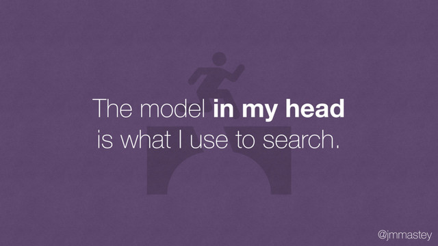 @jmmastey
The model in my head
is what I use to search.
