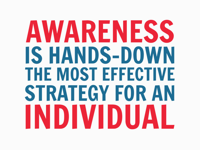 IS HANDS-DOWN
AWARENESS
THE MOST EFFECTIVE
STRATEGY FOR AN
INDIVIDUAL
