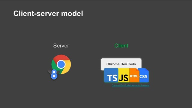 Client-server model
Server Client
ChromeDevTools/devtools-frontend
Chrome DevTools

