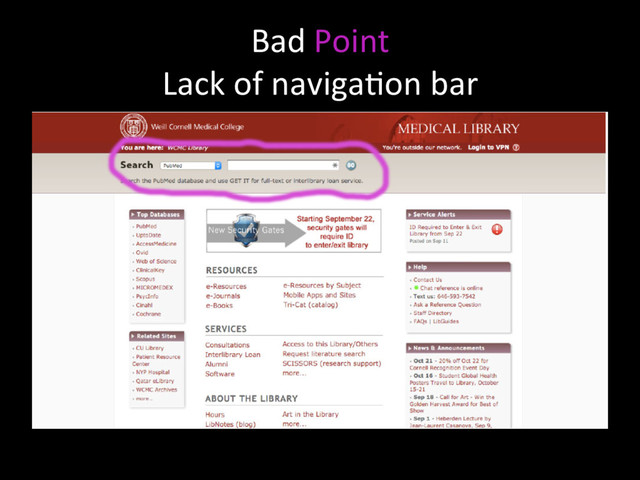 Bad Point
Lack of navigaNon bar
