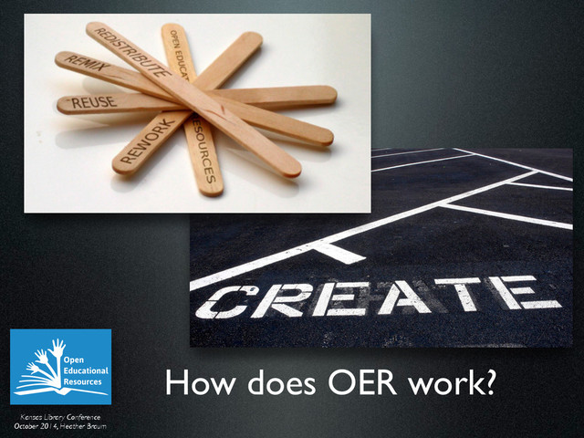 Kansas Library Conference	

October 2014, Heather Braum
How does OER work?
