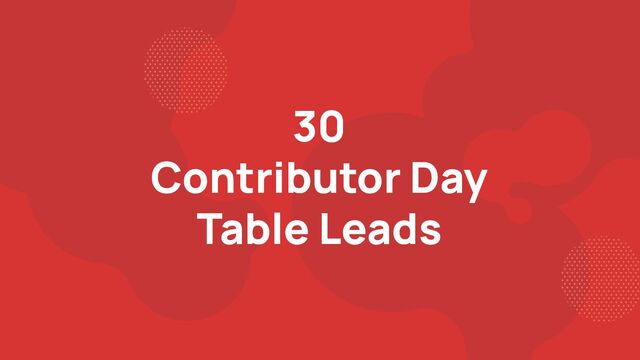 30
Contributor Day
Table Leads
