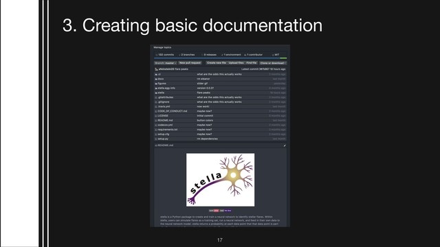 !17
3. Creating basic documentation
