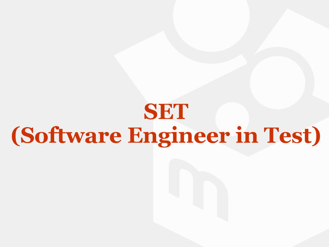SET
(Software Engineer in Test)
