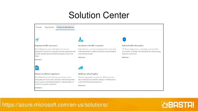 Solution Center
https://azure.microsoft.com/en-us/solutions/
