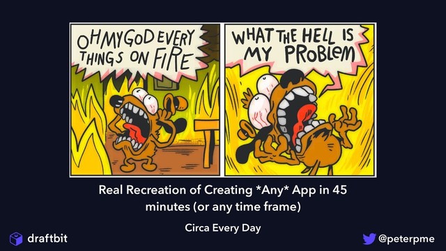 Real Recreation of Creating *Any* App in 45
minutes (or any time frame)
Circa Every Day
