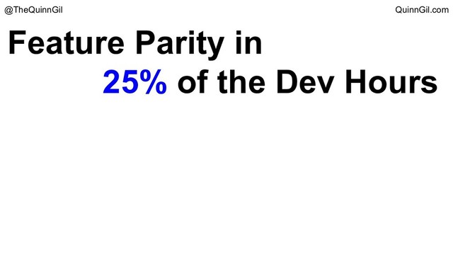 Feature Parity in
25% of the Dev Hours
@TheQuinnGil QuinnGil.com
