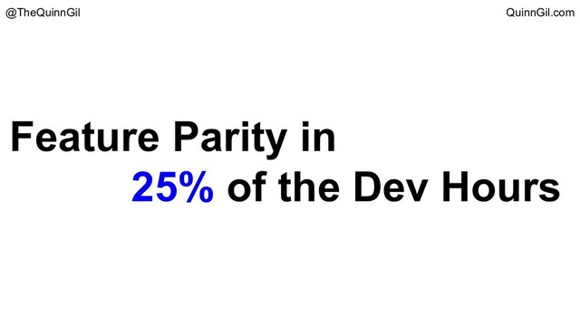 Feature Parity in
25% of the Dev Hours
@TheQuinnGil QuinnGil.com
