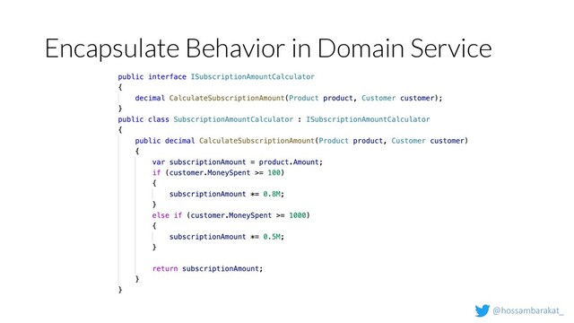 @hossambarakat_
Encapsulate Behavior in Domain Service
