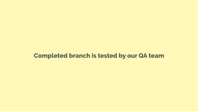 Completed branch is tested by our QA team
