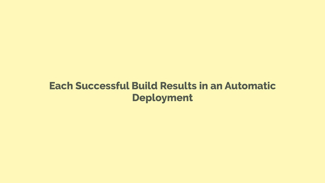 Each Successful Build Results in an Automatic
Deployment
