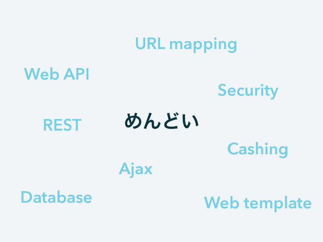 ΊΜͲ͍
Security
Cashing
URL mapping
REST
Database Web template
Ajax
Web API
