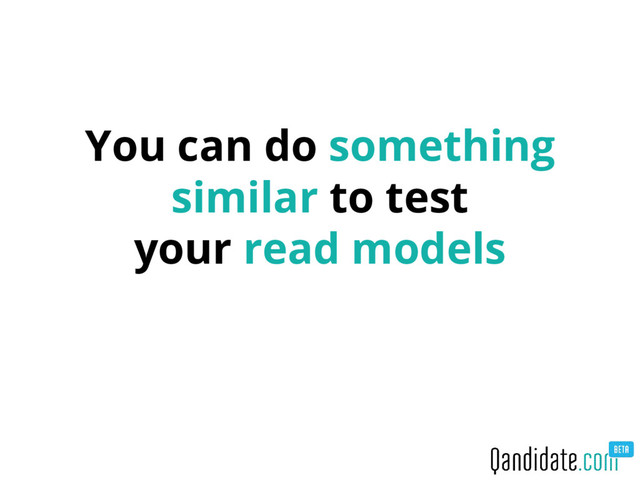 You can do something
similar to test
your read models
