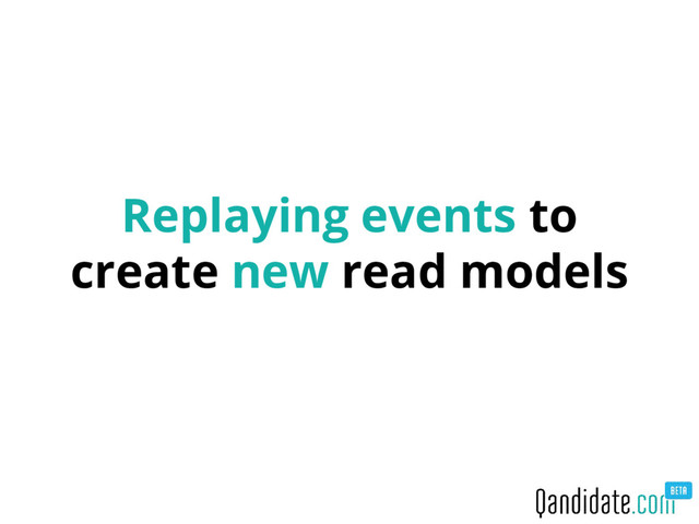 Replaying events to
create new read models
