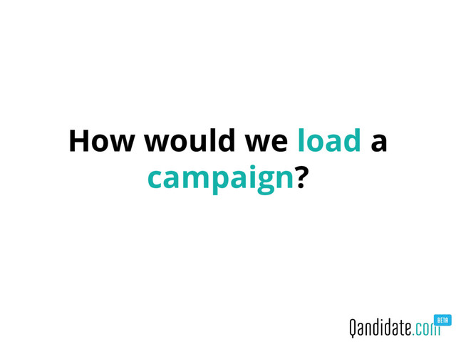 How would we load a
campaign?
