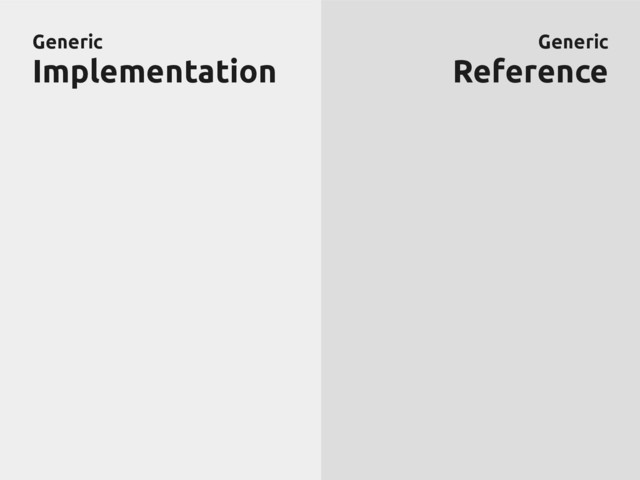 Generic
Generic
Implementation
Implementation
Generic
Generic
Reference
Reference
