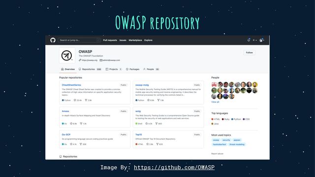 OWASP repository
Image By: https://github.com/OWASP
