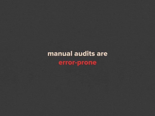manual audits are
error-prone
