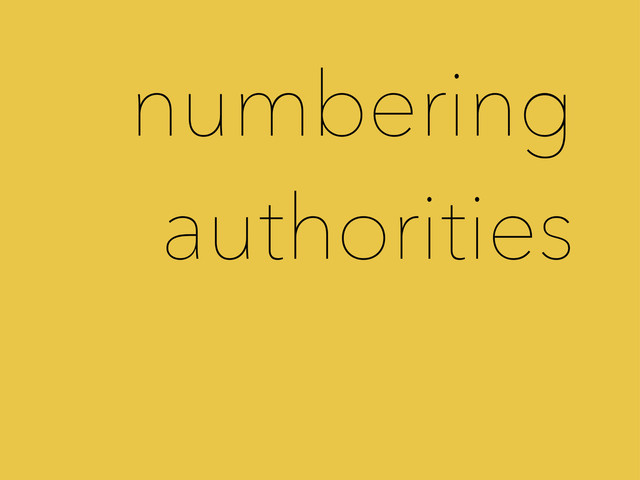 numbering
authorities
