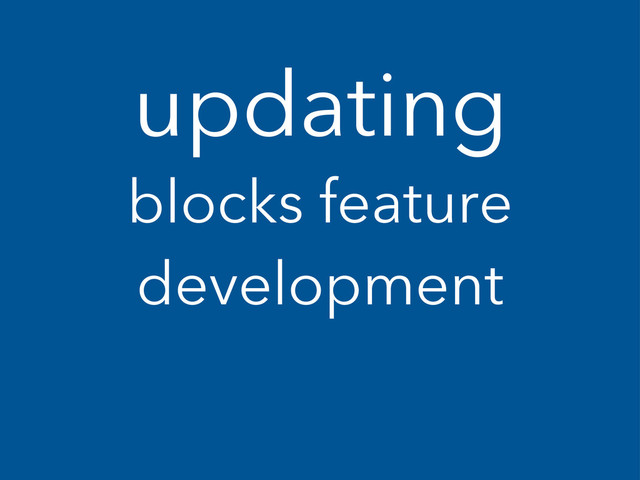 updating
blocks feature
development
