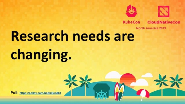 Research needs are
changing.
Poll: https://pollev.com/bobkillen881
