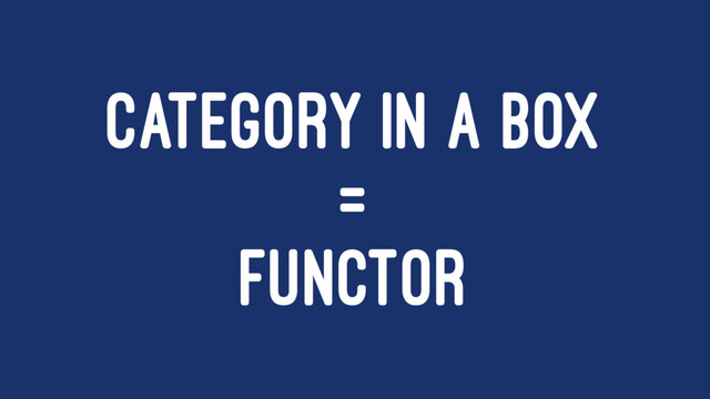 CATEGORY IN A BOX
=
FUNCTOR
