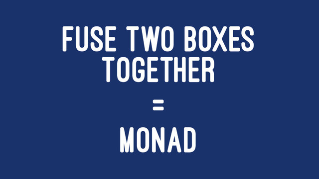 FUSE TWO BOXES
TOGETHER
=
MONAD
