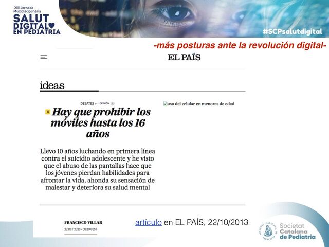 artículo en EL PAÍS, 22/10/2013
-más posturas ante la revolución digital-
