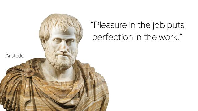“Pleasure in the job puts
perfection in the work.”
Aristotle
