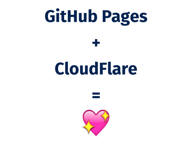GitHub Pages
+
CloudFlare
=

