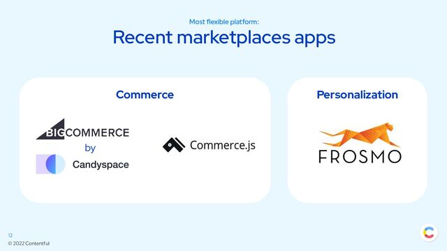 © 2022 Contentful
Personalization
Commerce
12
Most flexible platform:
Recent marketplaces apps
by
