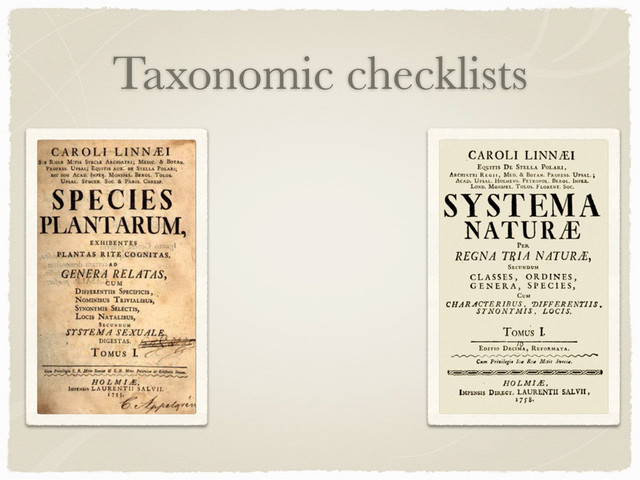 Taxonomic checklists
