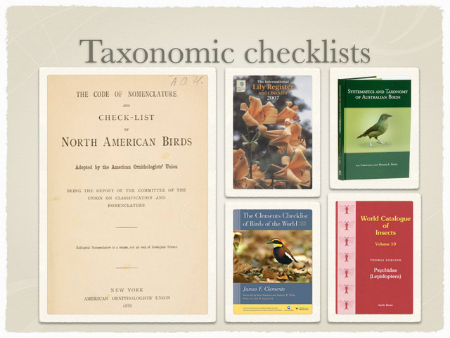 Taxonomic checklists
