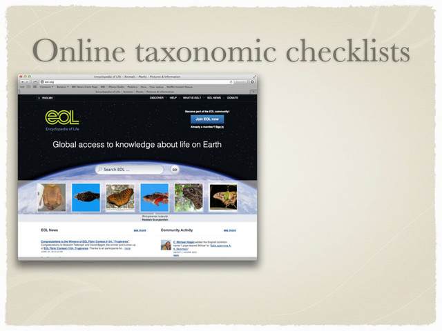 Online taxonomic checklists
