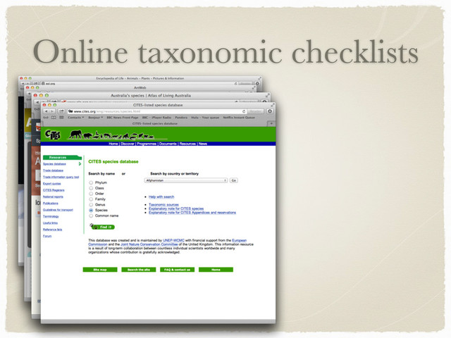 Online taxonomic checklists
