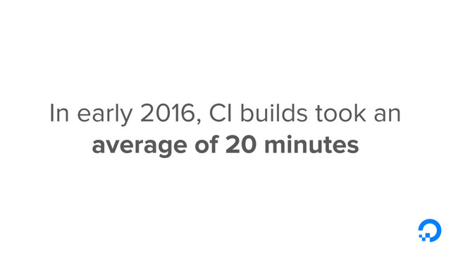 In early 2016, CI builds took an
average of 20 minutes

