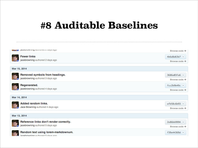 #8 Auditable Baselines
