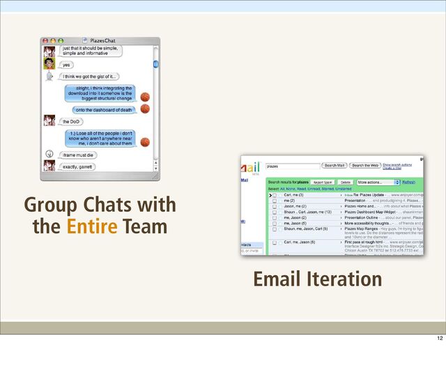 Group Chats with
the Entire Team
Email Iteration
12
