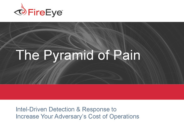 Copyright © 2014, FireEye, Inc. All rights reserved. | CONFIDENTIAL 1
The Pyramid of Pain
Intel-Driven Detection & Response to
Increase Your Adversary’s Cost of Operations
