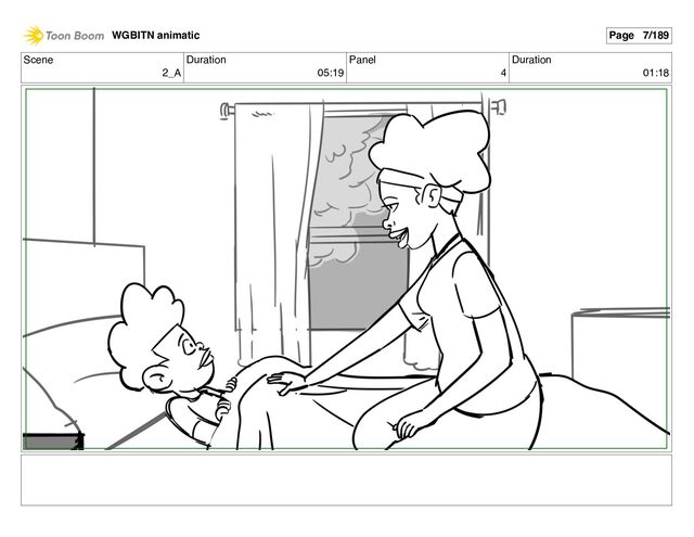 Scene
2_A
Duration
05:19
Panel
4
Duration
01:18
WGBITN animatic Page 7/189
