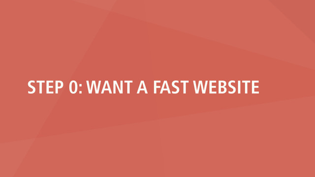 STEP 0: WANT A FAST WEBSITE
