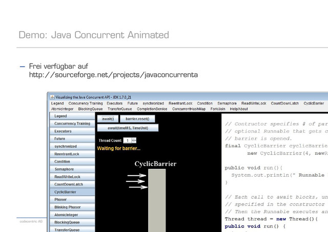 codecentric AG
Demo: Java Concurrent Animated
− Frei verfügbar auf
http://sourceforge.net/projects/javaconcurrenta
