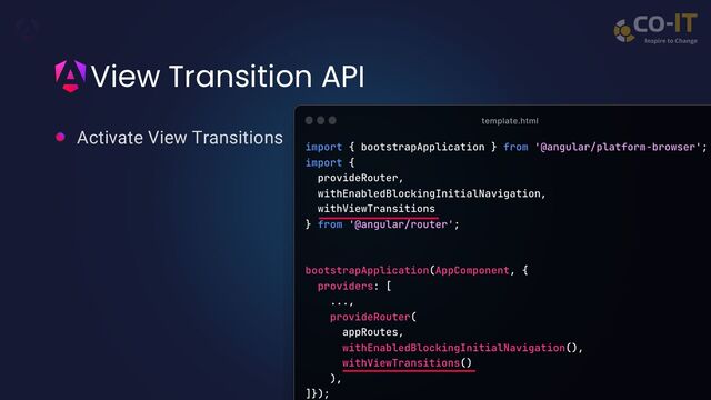 View Transition API
Activate View Transitions
