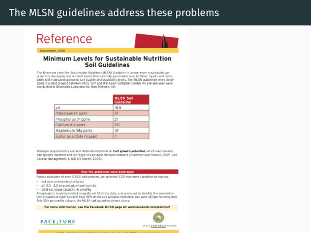 The MLSN guidelines address these problems
